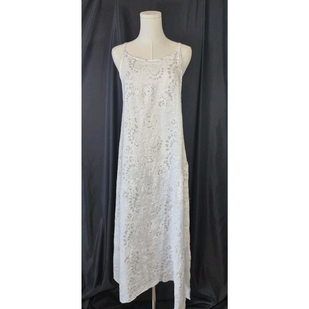 Lungo L'Arno Asymmetrical White Linen Midi Dress Small